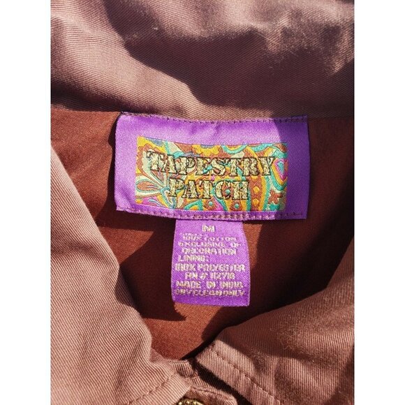 Vintage Jacket Embroidered Embellished Applique Sunflowers Floral Medium Brown - Picture 4 of 6